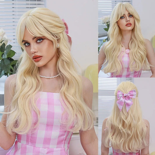 Fashion 26“Long 5Style Wavy Curly Hair Heat Resistant Wig Cosplay Wig