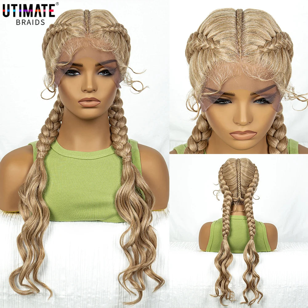 Synthetic Cornrow Braided with Curly Wave Lace 30 Inches