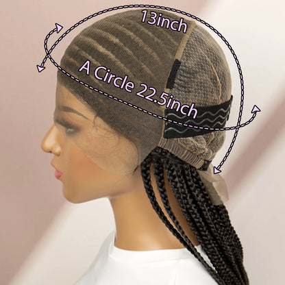 36 Inches Cornrow Braided Wigs Synthetic Full Lace Braids Straight Knotless Braiding Hair Wig With Baby Hair