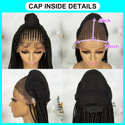 Kima Synthetic Braided Wigs Updo Braided Lace Front Wig Curly End With Baby Hair for Black Women