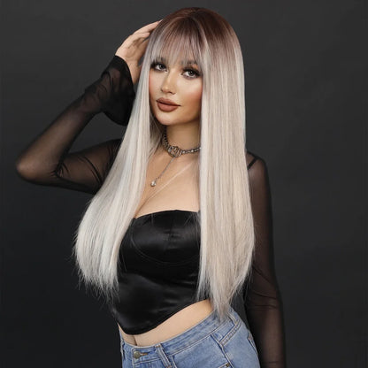 26" 9Color Long Ombre mix Blonde Brown Body Wavy  Party Cosplay Wig