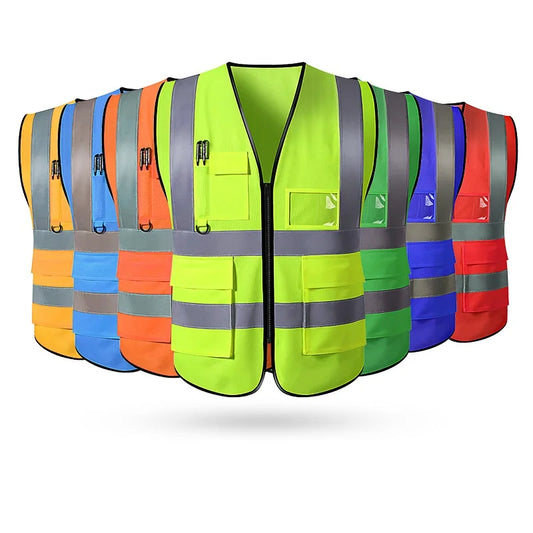 Multi-pocket Highlight Reflective Safety Vest Traffic Vest Breathable Racing Running Sports Railway Coal Miners Uniforms