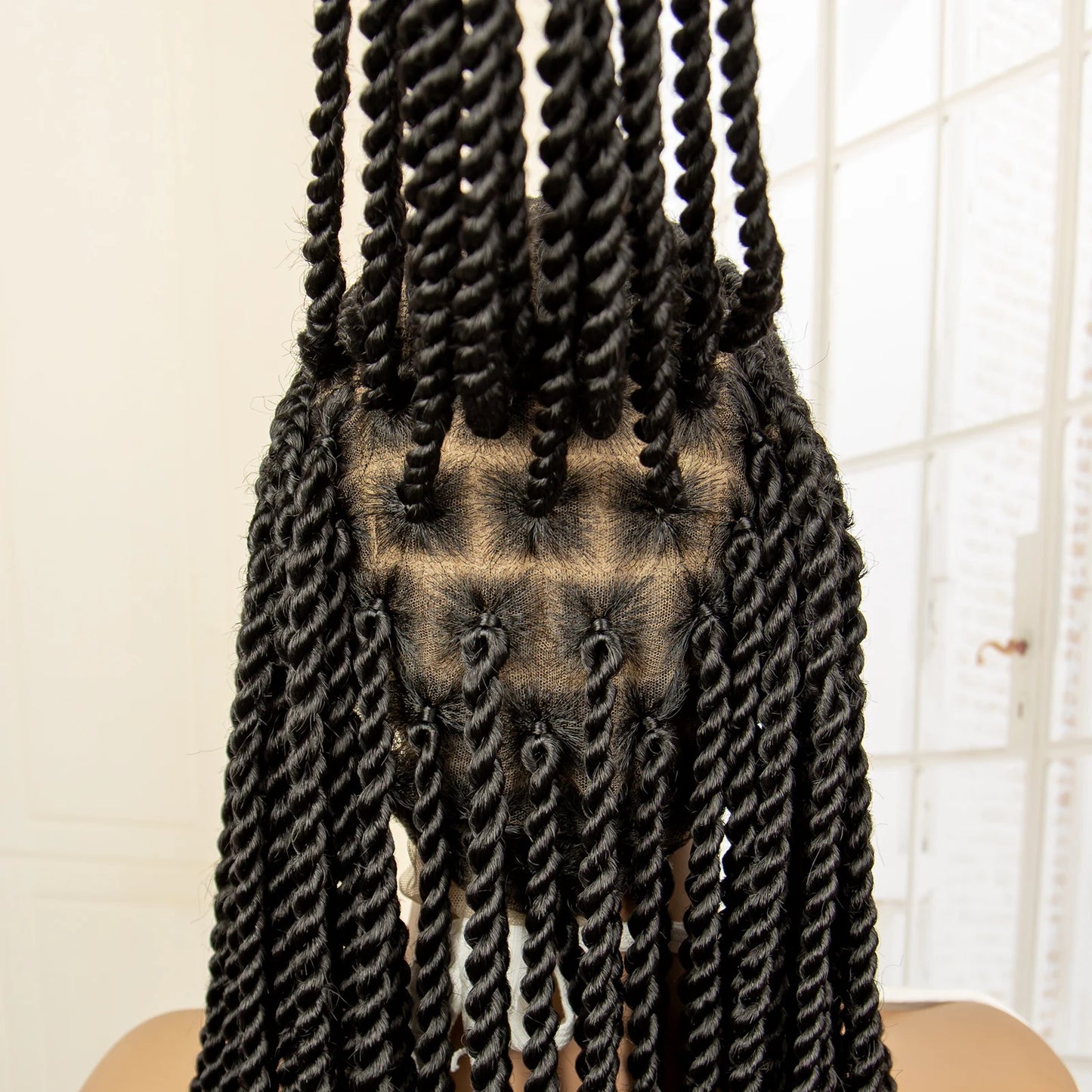 Synthetic Full Lace Wig 32 Inches Handmade Cornrow Knotless Box Braided Wigs with Baby Hair Twist