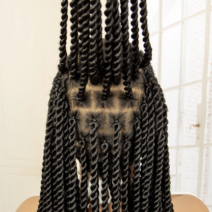 Synthetic Full Lace Twist Braided Wigs 32 Inches Handmade Cornrow Knotless Box Braided Wigs with Baby Hair