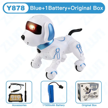 ZWN RC Robot Electronic Stunt Dog Toys Voice Command Programmable Touch-sense With Music Song Robot Dog for Children's Gifts