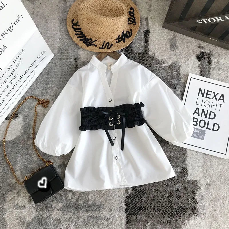 Vestido camisero niña con traje 2 piezas corsé