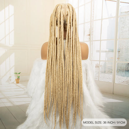 Synthetic Full Lace 613# Blonde Braided WigsKnotless Box with Baby Hair