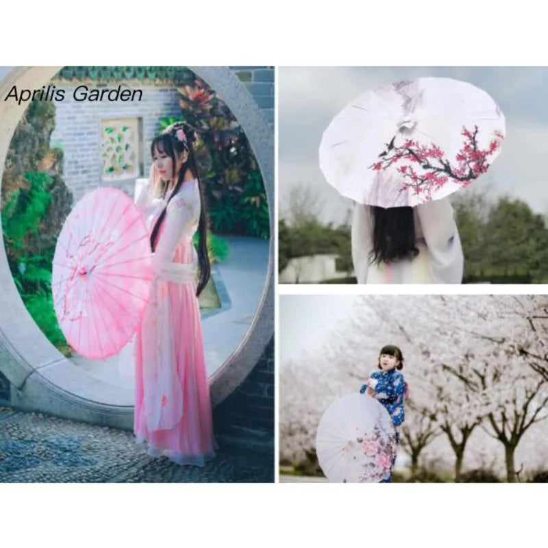 Umbrella Chinese fengshui Silk Dance Japanese Poney Decorative Bamboo Oil Paper parasol