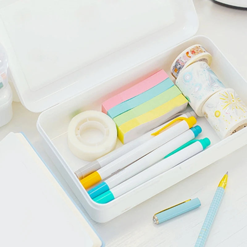 Transparent Pencil Case Plastic Pencil Box Crayon Pen Storage Box Marker Pen Case Stackable Office Supplies Box Pencil Case