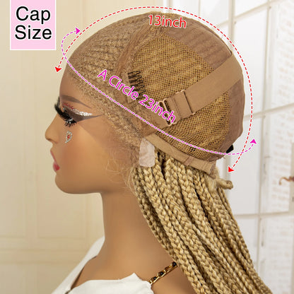 27/613 Blonde Braided Synthetic 13x4 Lace Frontal Braids Curly Ends Knotless Wig