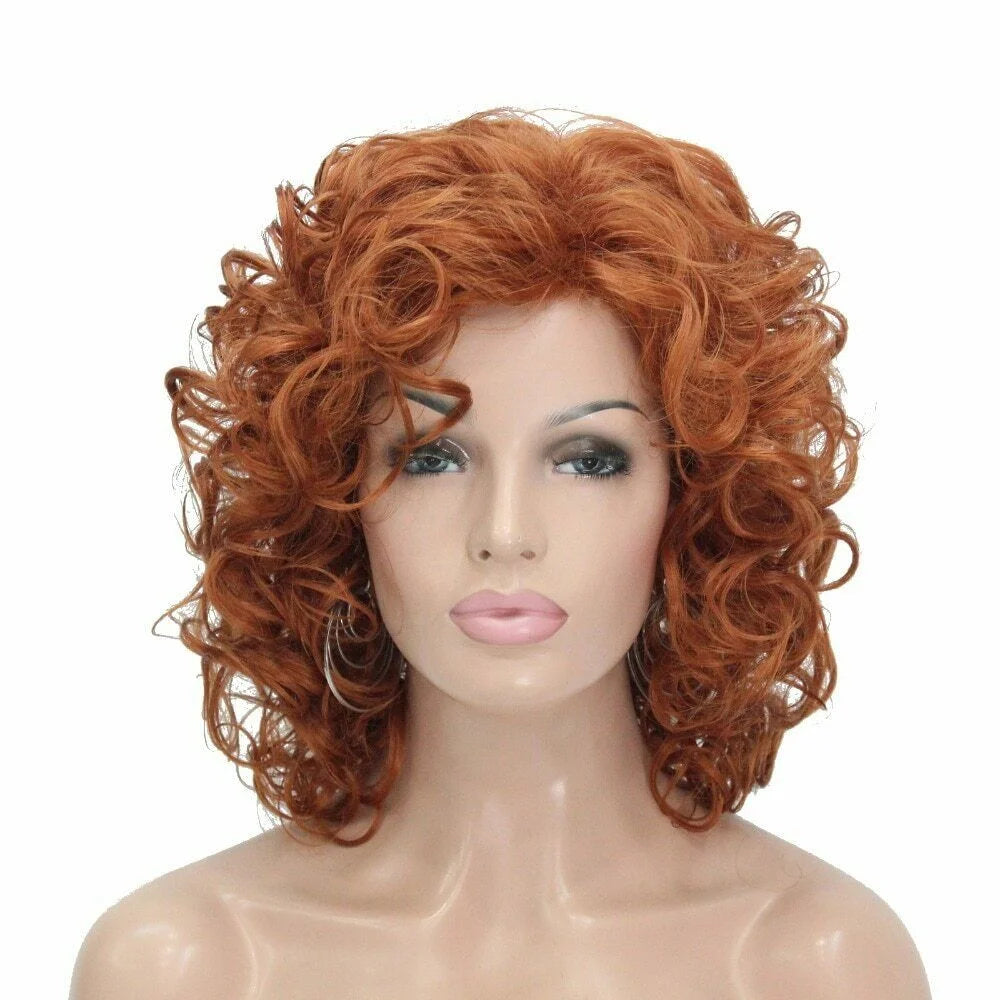 Women's Wig Black/Dark Brown Medium Wig Curly Hair Natural Synthetic Full Wigs