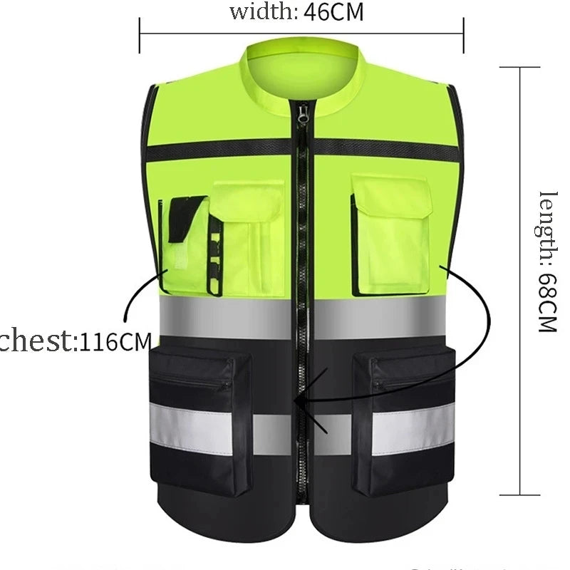 High Visibility Multi Pocket Oxford Fabric Reflective Safety Vest Customized Logo For Night Riding Reflective Vest