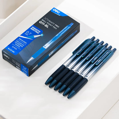 DELI 12pcs Smooth Ballpoint Pen Low Viscosity Ink Refill Signing 0.7mm Black Blue School Supplies Writing Tools Stationery