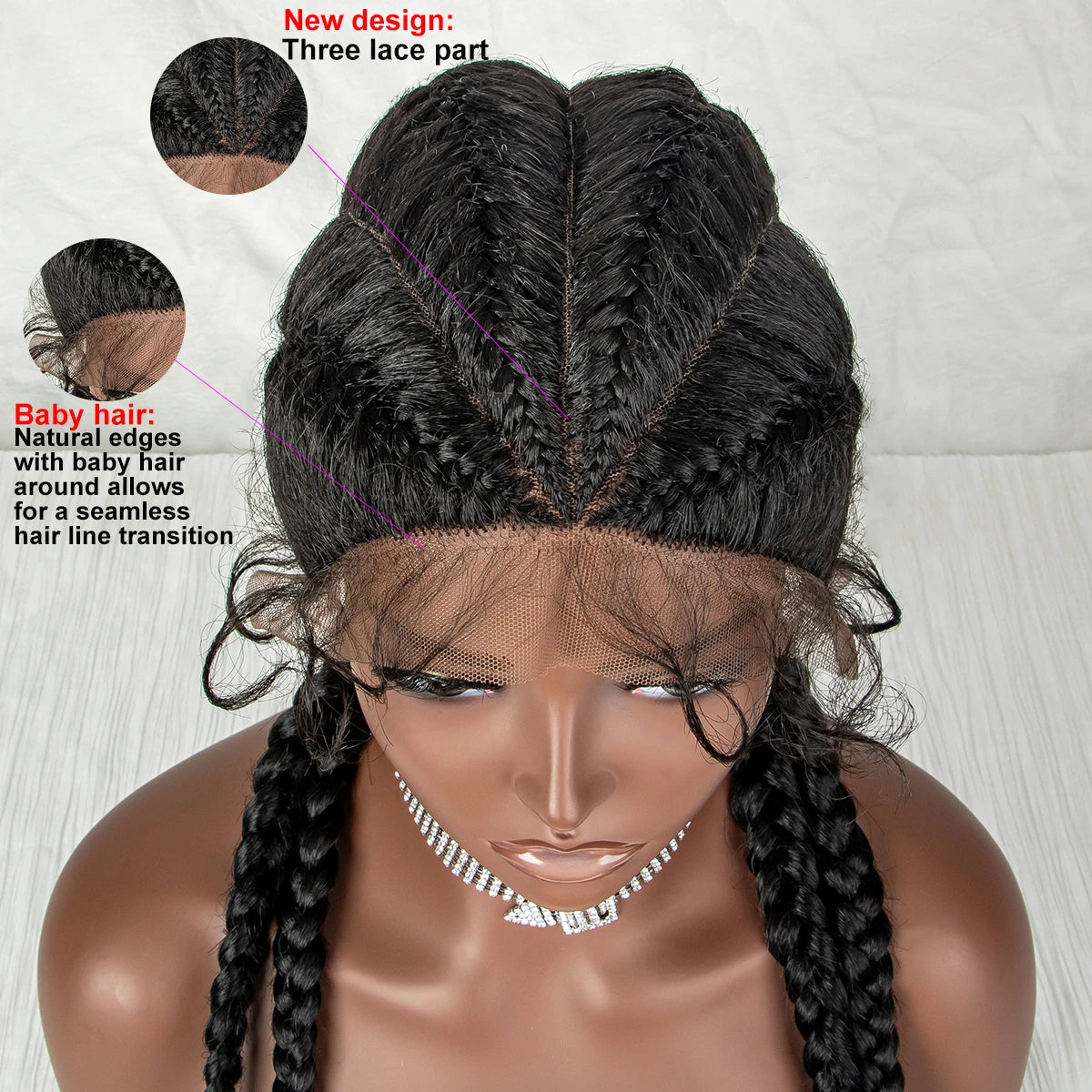 26 Inches Braided Synthetic Lace Front Wig