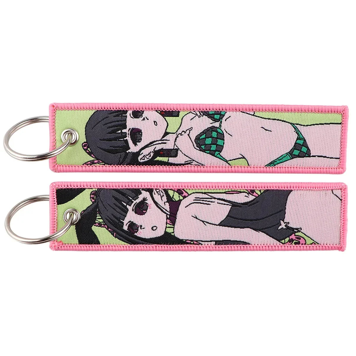 Demon Slayer Keychain Anime Figure Kamado Nezuko Kamado Tanjirou Canvas Pendant Decoration Key Ring for Man Kids Accessories