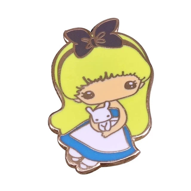 Alice In Wonderland Enamel Pins Fantasy Movies Cartoon Anime Metal Brooch Badge Fashion Jewellery Backpack Accessory Gifts