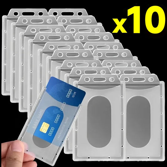 1/10Pcs Acrylic Plastic Work Card Holders Multi-use Hard PVC Badge Work ID Card Holder Protector Covers Case Office Supplies