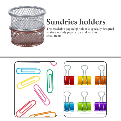 2Pcs Mesh Paper Clip Holders for Desk Stackable Paperclip Holder Practical and Durable Office Organizer