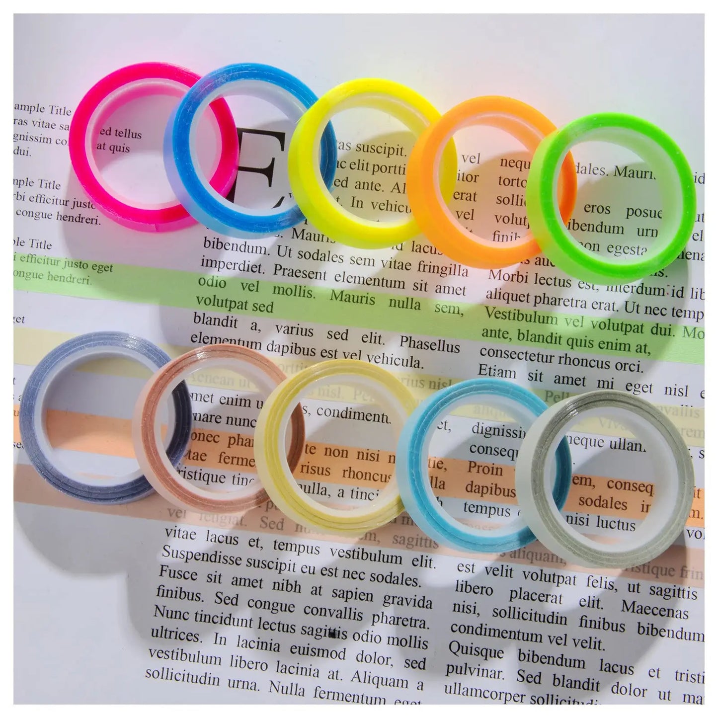 5 Rolls/10 Rolls Morandi Highlighter Reading Sticky Tape, Fluorescent Highlighter Index Tape, File Folder Index Notes