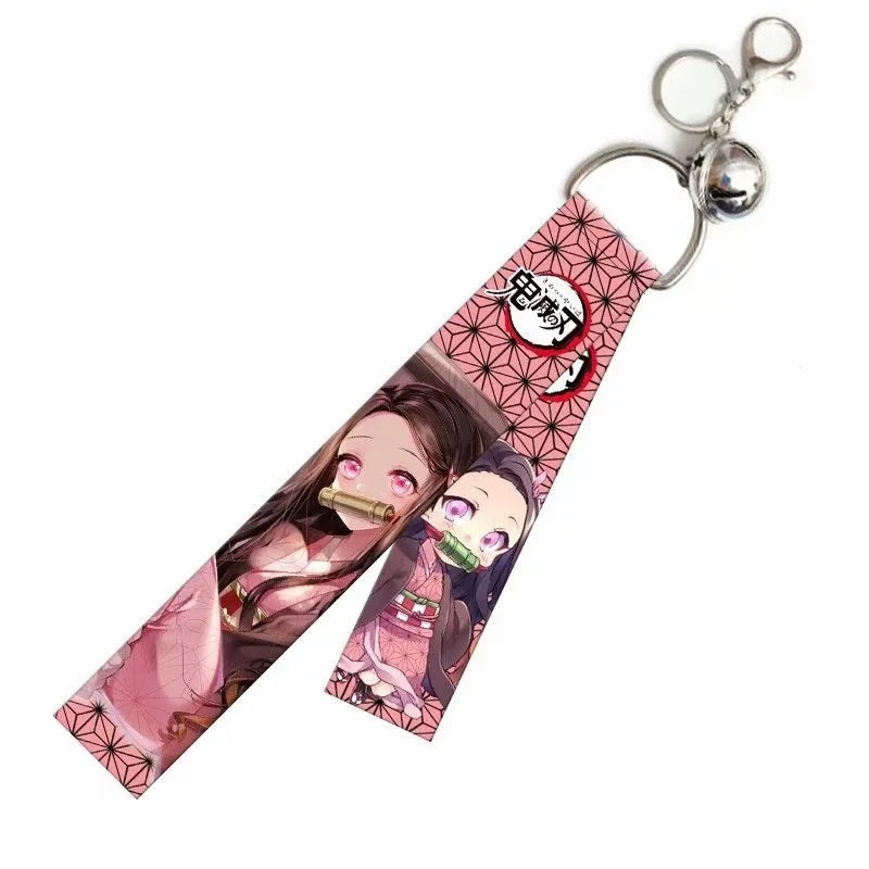 Anime Demon Slayer Kamado Tanjirou  Nezuko Cosplay Backpack hangings for students Double-sided pattern streamer key chain