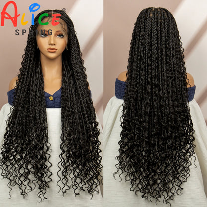 36 Inch Knotless Box Braided Wigs Synthetic Full Lace