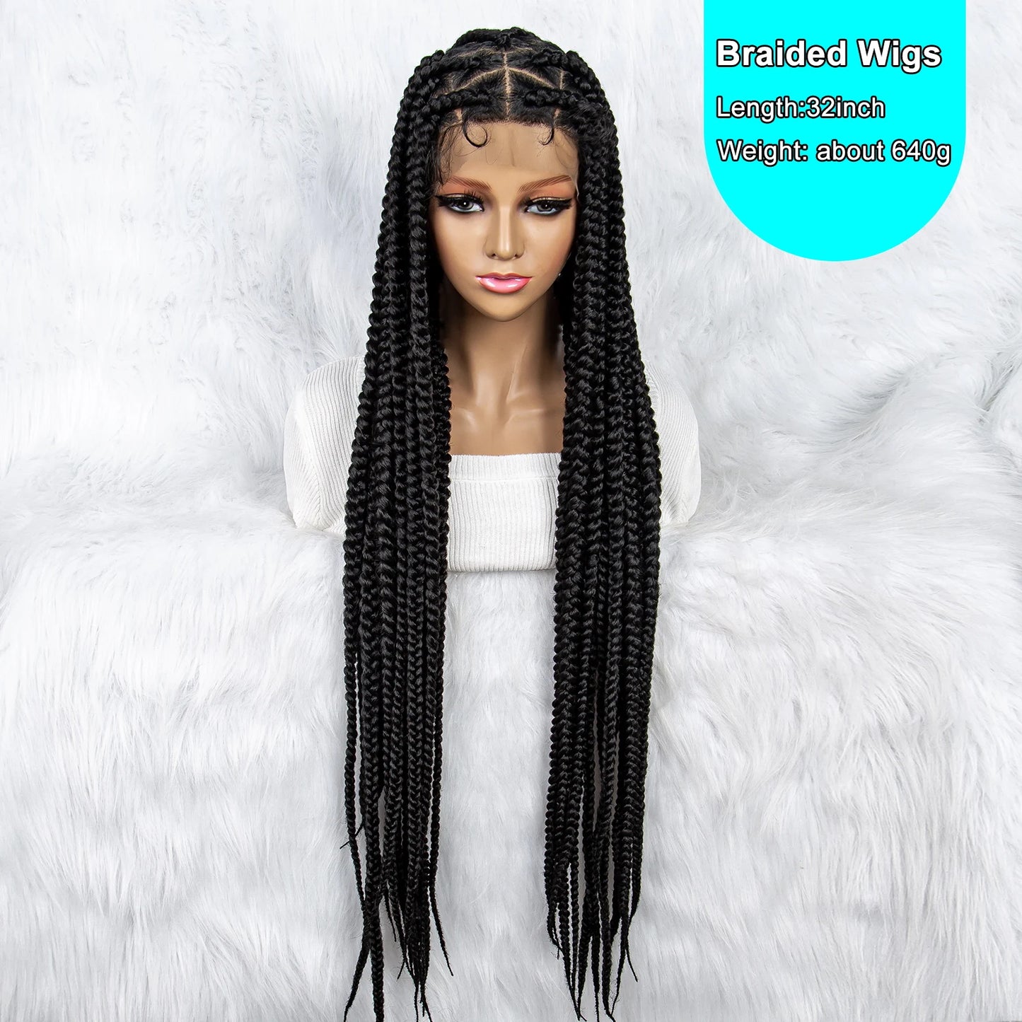 Synthetic Lace Front Wig Big Knotless Box Braids Wig 613 Blonde