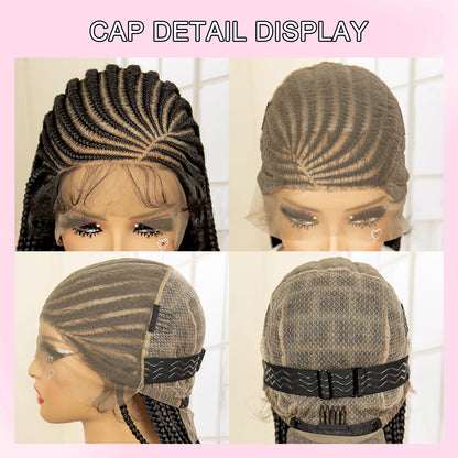 Full Lace Cornrow Handmade Synthetic Long Box Braided Wig with Baby Hair