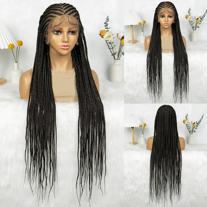 KIMA Synthetic Full Lace Wigs Cornrow Braided Wigs Box Braids 36 inches long Braiding Wigs for Black Women