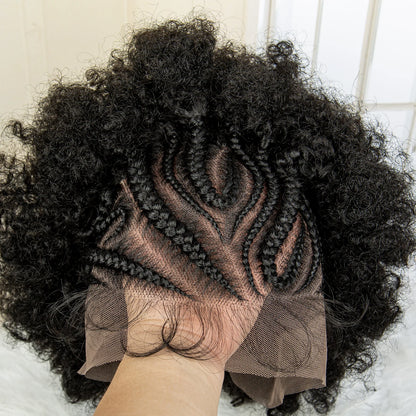 New Synthetic 13x6 Lace Frontal Braided Wig Kinky  Curly Bob Wig with Baby Hair