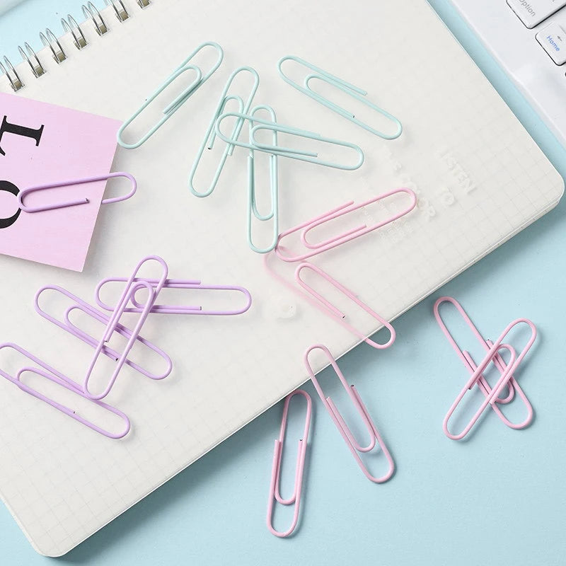 20/50pcs Macaron Color Paper Clip Metal Binding Clips Paperclips Bookmarks School Office Supplies Lovely Stationery