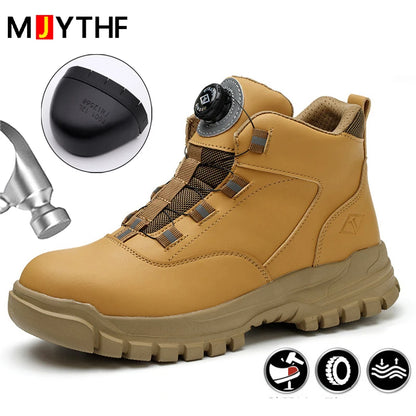 Rotating Buttons Steel Toe Shoes Safety Boots