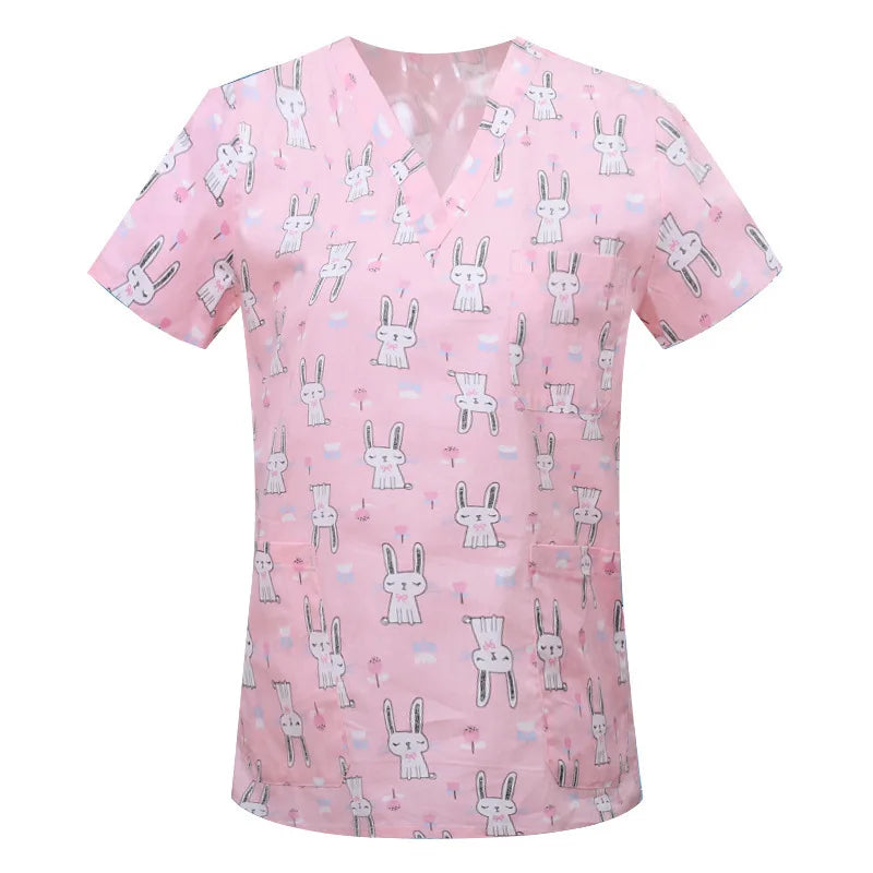 Cartoon Animals Tops Scrub  Medical Surgical Uniforms