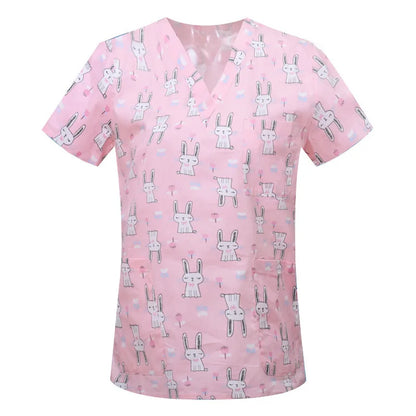 Cartoon Animals Tops Scrub  Medical Surgical Uniforms