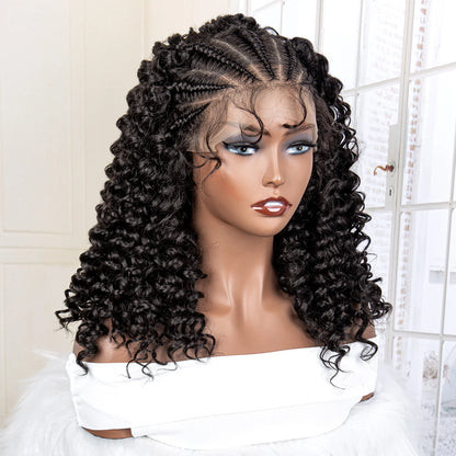 Synthetic Lace Frontal Water Curly Wave Braides 16 Inches Braiding Wigs with Baby Hair