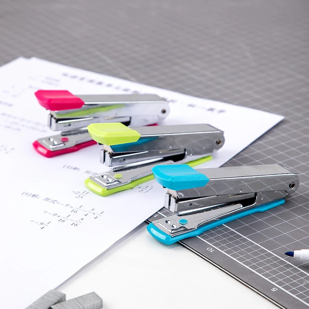 Deli Mini Stapler NO.10 Metal Durable Fashion Colored Staplers With Portable Compact Kawaii Stationery Shool Office Supplies