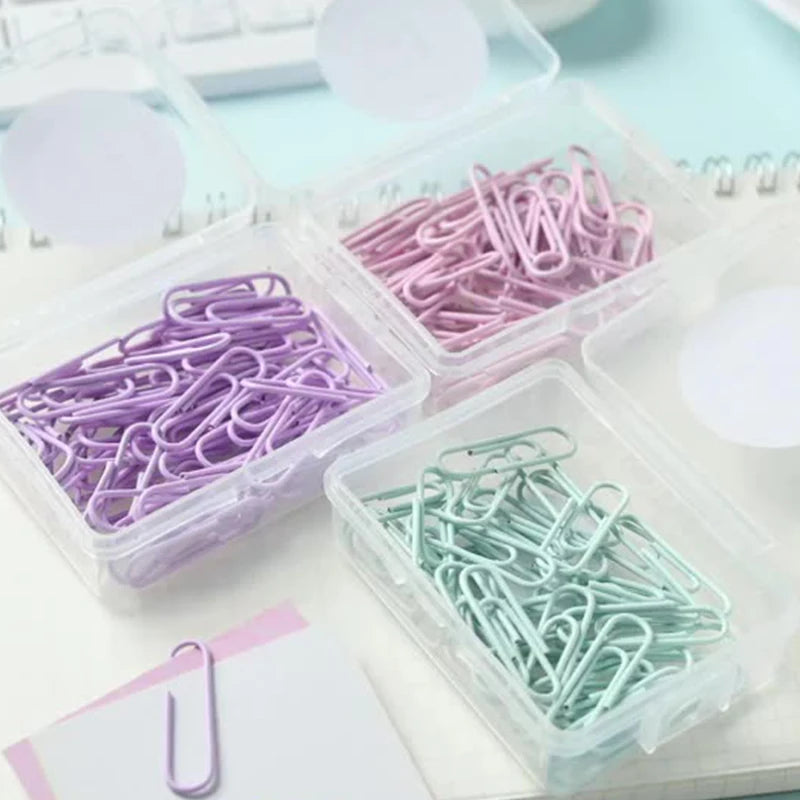 20/50pcs Macaron Color Paper Clip Metal Binding Clips Paperclips Bookmarks School Office Supplies Lovely Stationery