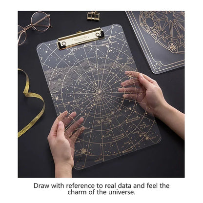 Big Starry Sky Clipboard Transparent A4 Paper Writing Pad File Folders Document Holders School Office Stationery Clip Board