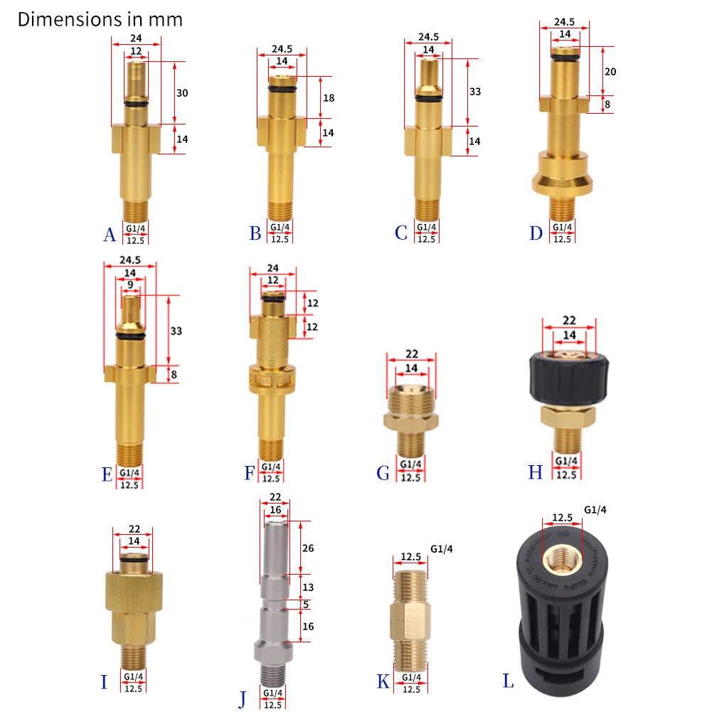 for Karcher AR Parkside High Pressure Washer Nozzle Adapter for Converting between Karcher Lavor Parkside CarWasher Accessory