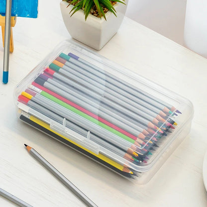 Transparent Pencil Case Plastic Pencil Box Crayon Pen Storage Box Marker Pen Case Stackable Office Supplies Box Pencil Case