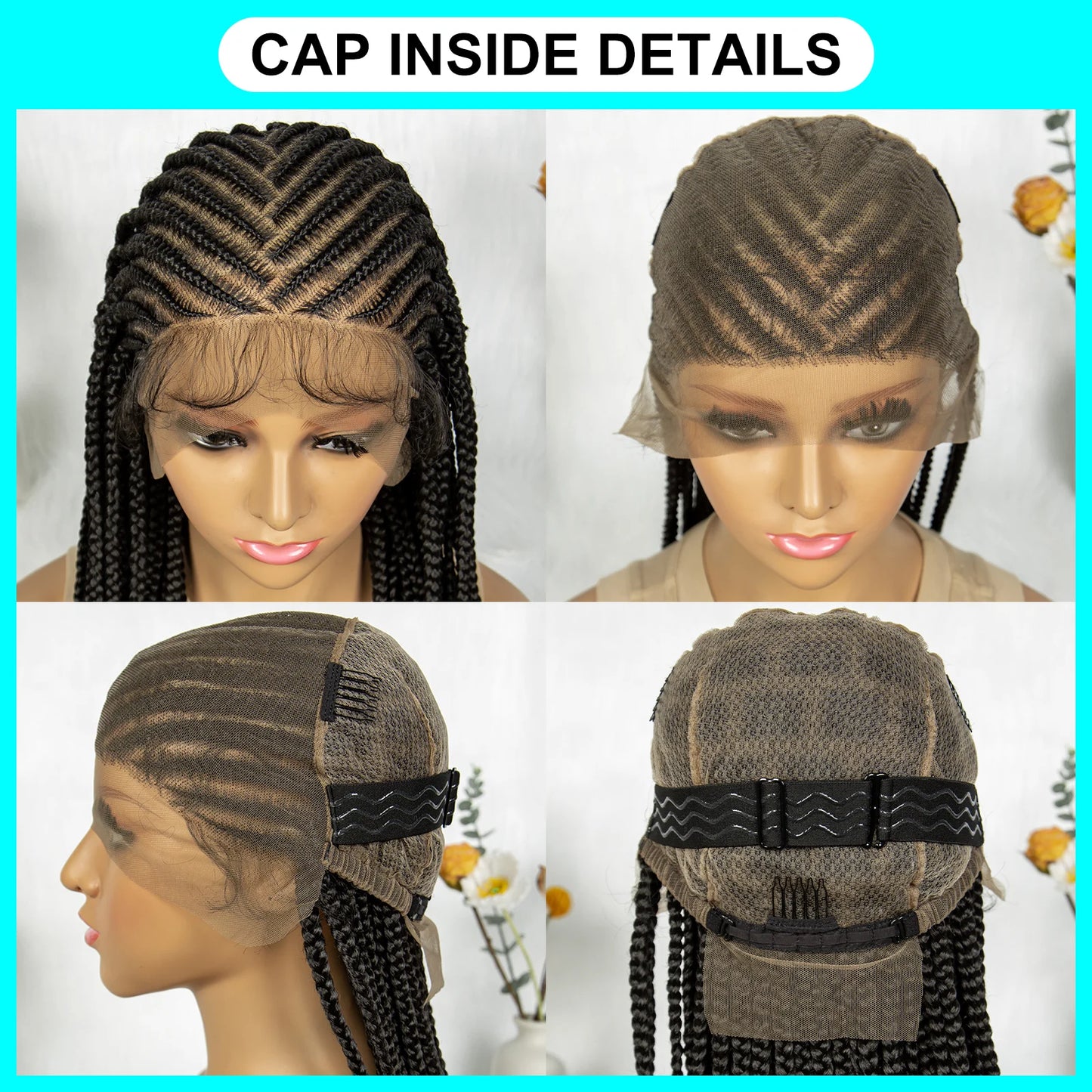 KIMA Synthetic Full Lace Wigs Cornrow Braided Wigs Box Braids 36 inches long Braiding Wigs for Black Women