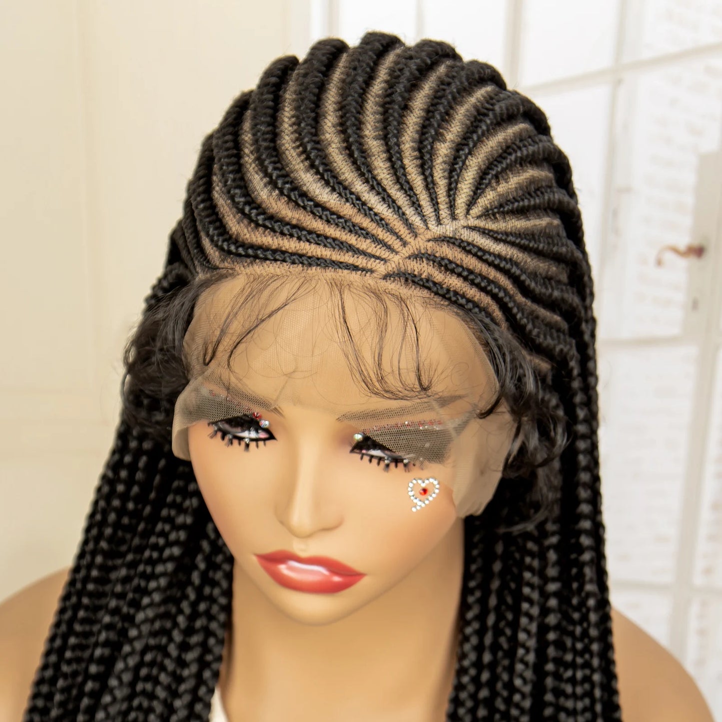 Full Lace Cornrow Handmade Synthetic Long Box Braided Wig with Baby Hair