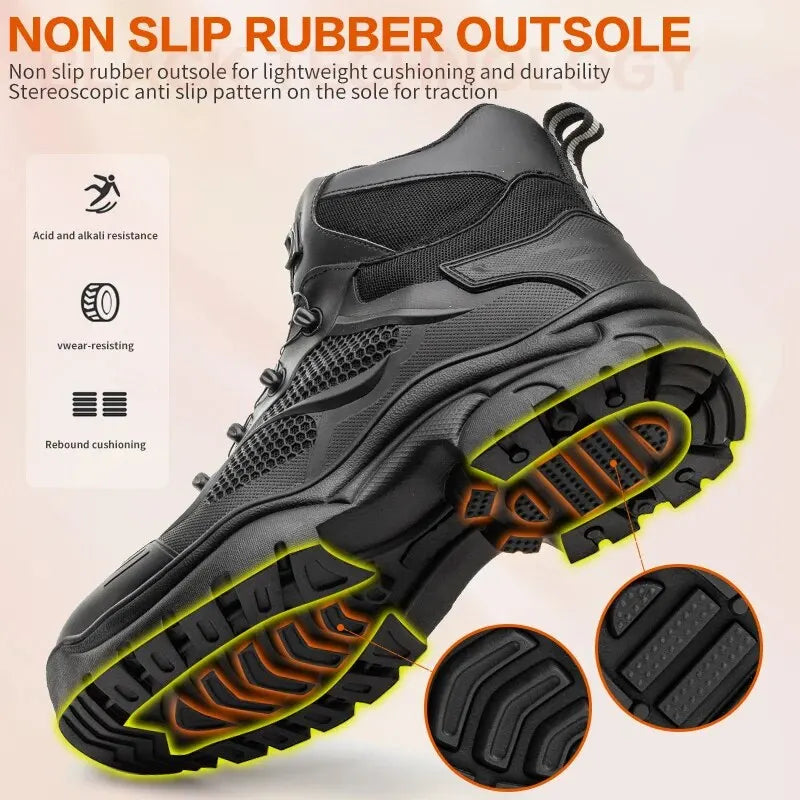 Rotating Button Safety Work Boots Steel Toe