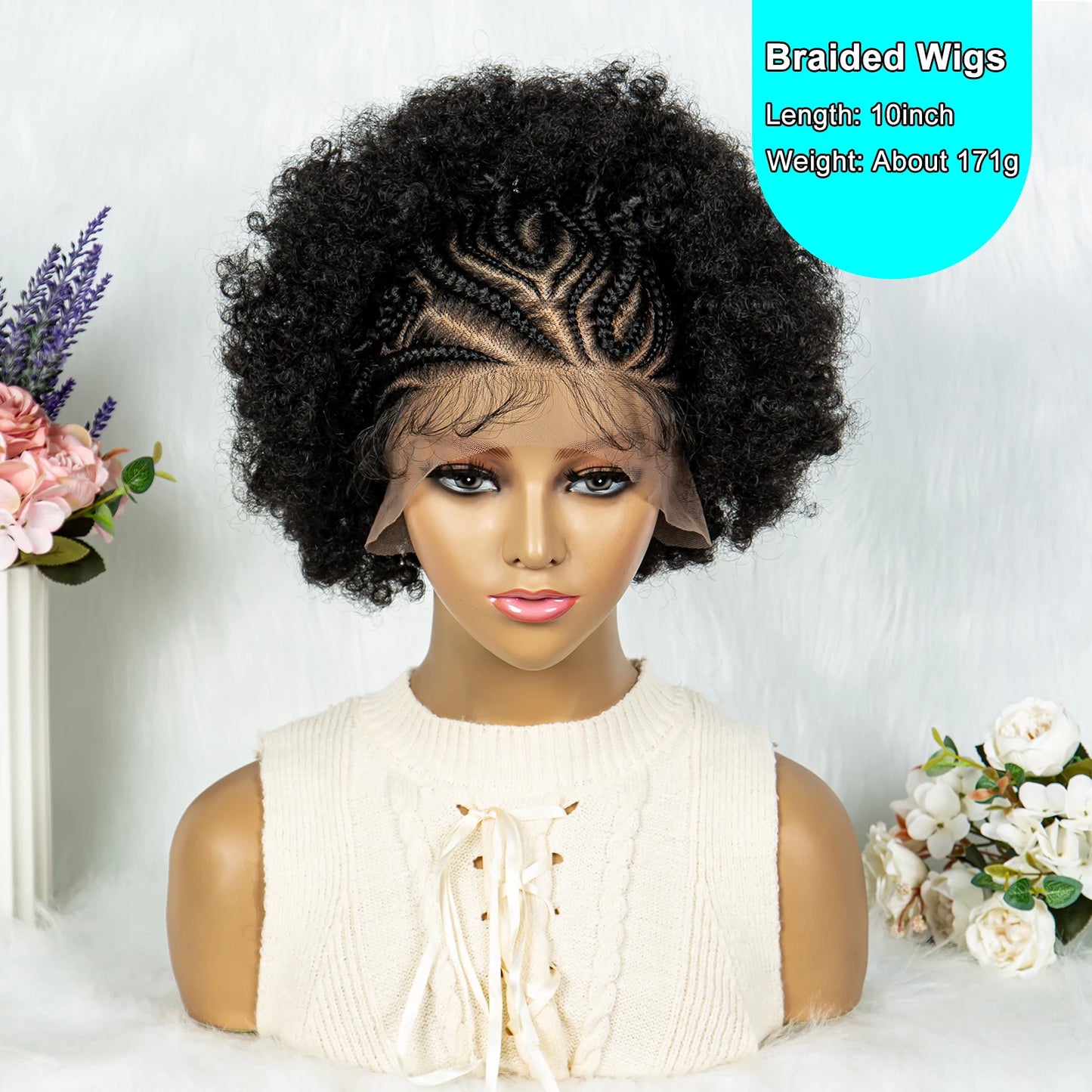 13x6 Lace Front Braided Wigs Africa Wig Synthetic Lace Front Wig With Baby Hair For Black Women Wig Kinky Curly Hair Wigs