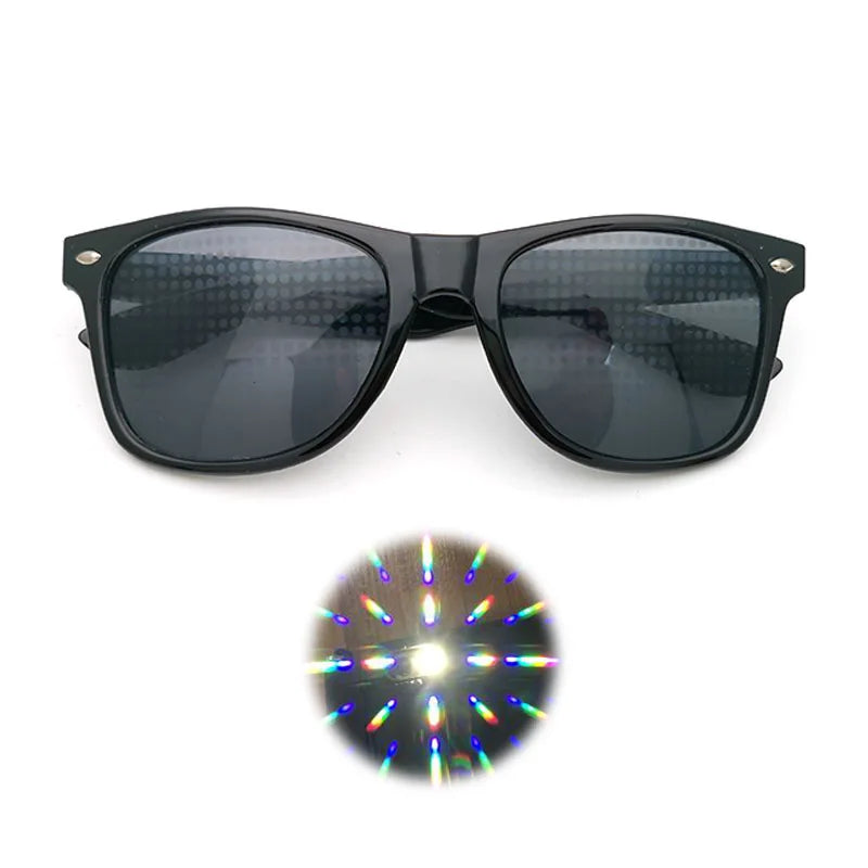 Funny Sunglasses Love and Star Special Effects Glasses Firework Diffraction Eyewear Optical Mirror Light Show Party Sunglasses