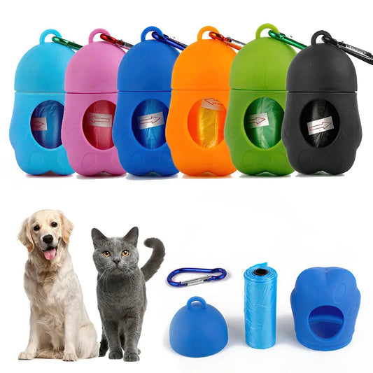 Dog Poop Bags Dispenser with Carabiner Clip for Leashes Dog Poop Pickup Bag Holder Include 1Roll Pet Waste Bags Pet  Accessories