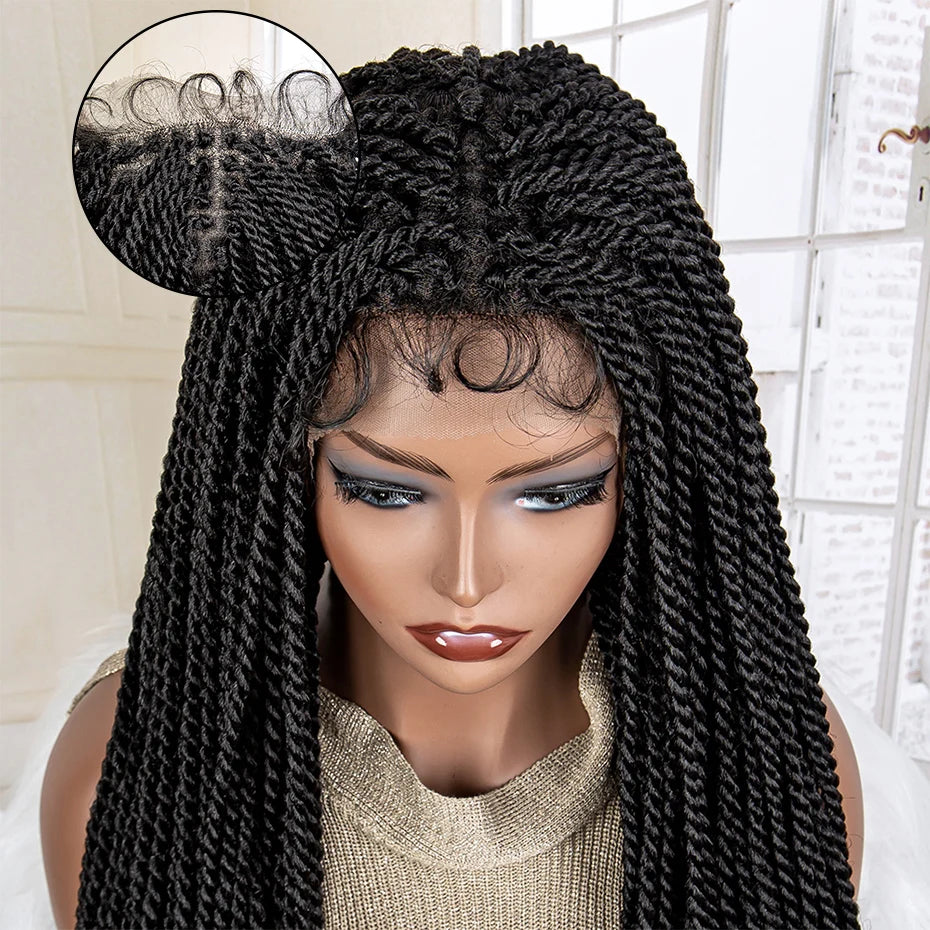 40 Inches Super Long Synthetic Full Lace Twist Box Braided Wigs Lace Frontal Wigs Knotless with Baby Hair