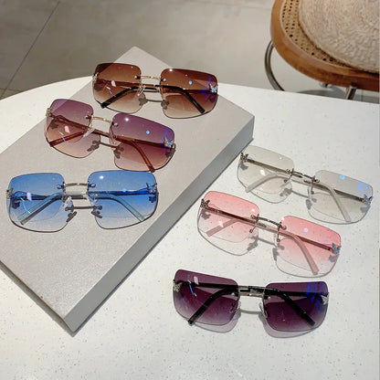 Designer Rimless Square Sunglasses