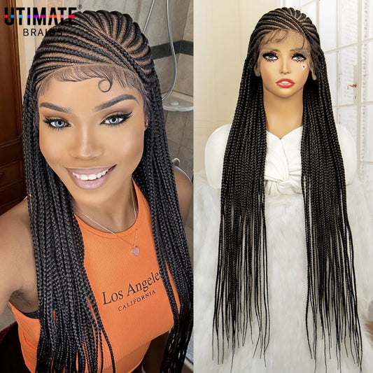 Synthetic Knotless Box Braided Wig Full Lace 36 Inches Long