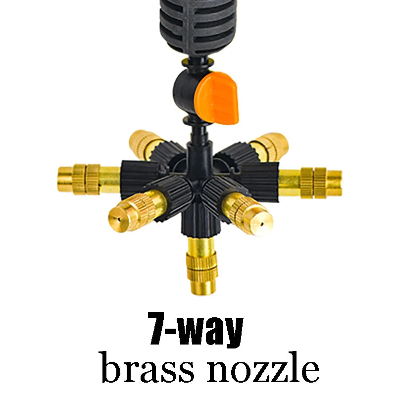 Hanging 5/7 Way Adjustable Brass Plastic Sprayer Kit Rotating Sprinklers Nozzle For Drip Irrigation In Green HouseHumidificatin