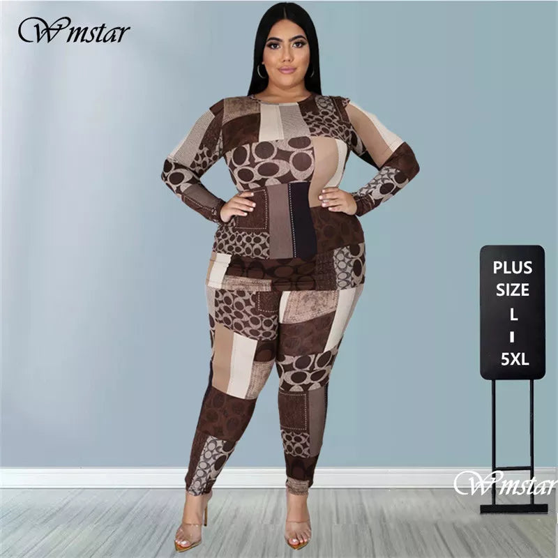 Plus Size 2 Piece Set Tracksuit